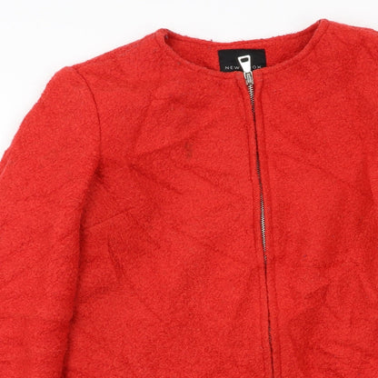 Womens UK Size 12 New Look Red Biker Coat