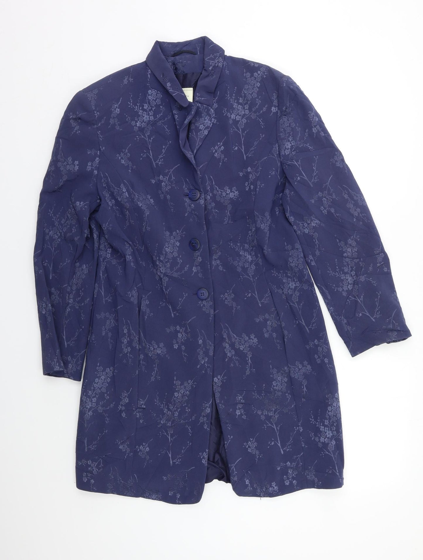 Choise Womens Blue Floral  Jacket Blazer Size M