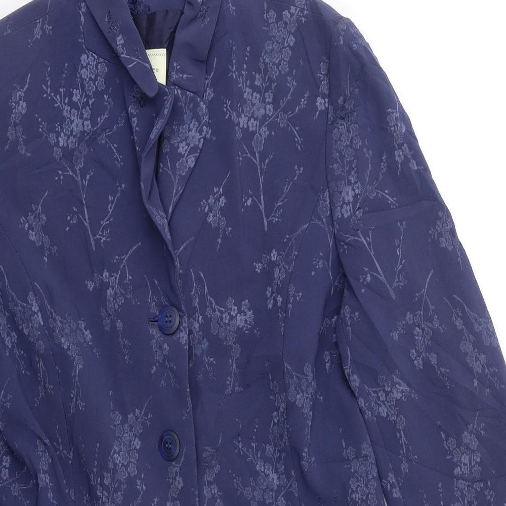 Choise Womens Blue Floral  Jacket Blazer Size M