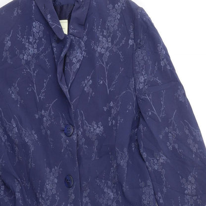 Choise Womens Blue Floral  Jacket Blazer Size M