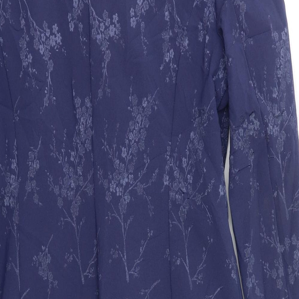 Choise Womens Blue Floral  Jacket Blazer Size M