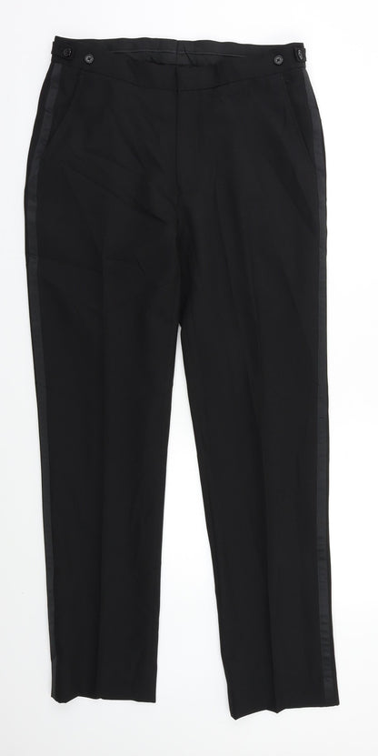 Womens UK Size 32 Preworn Regular Fit Dress Pants Black Trousers