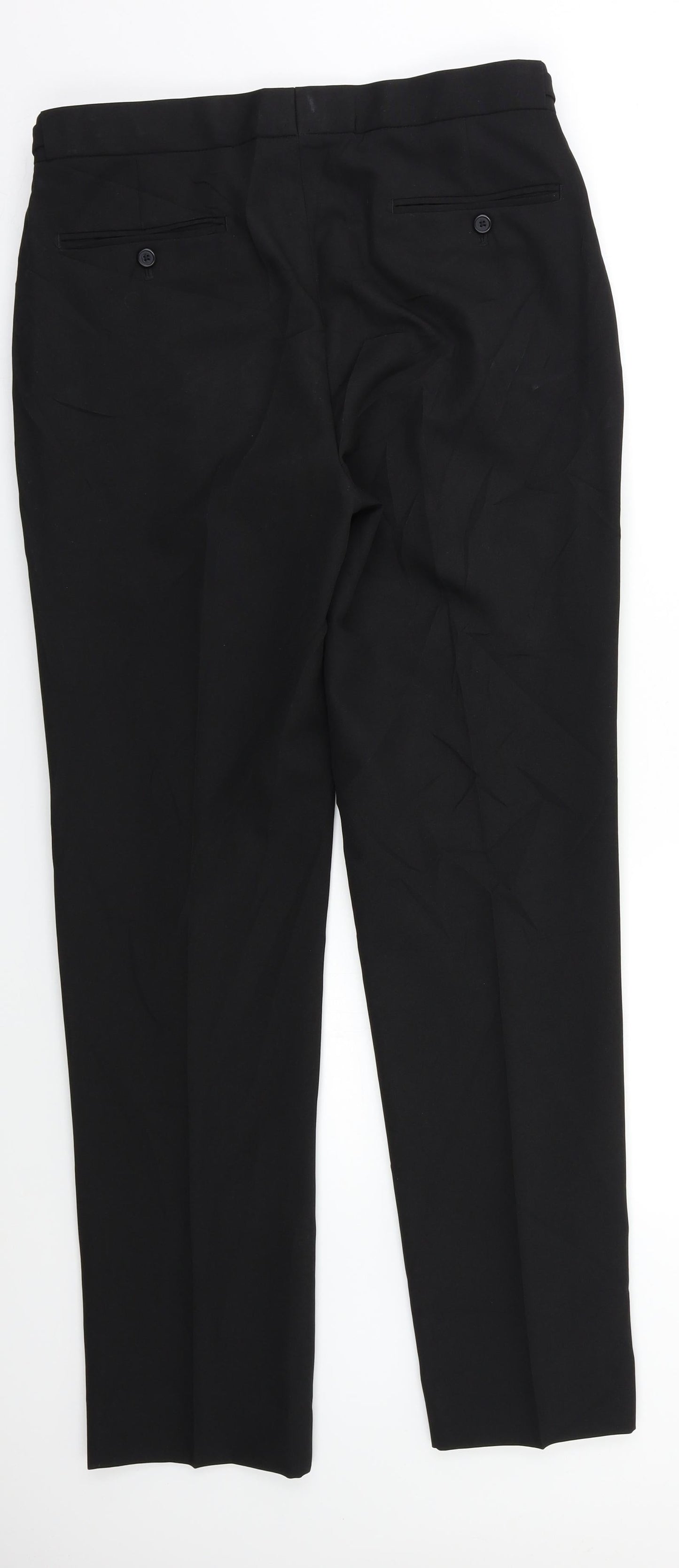 Womens UK Size 32 Preworn Regular Fit Dress Pants Black Trousers