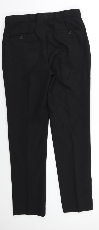 Womens UK Size 32 Preworn Regular Fit Dress Pants Black Trousers