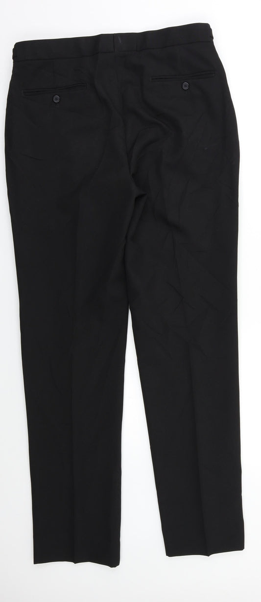 Womens UK Size 32 Preworn Regular Fit Dress Pants Black Trousers