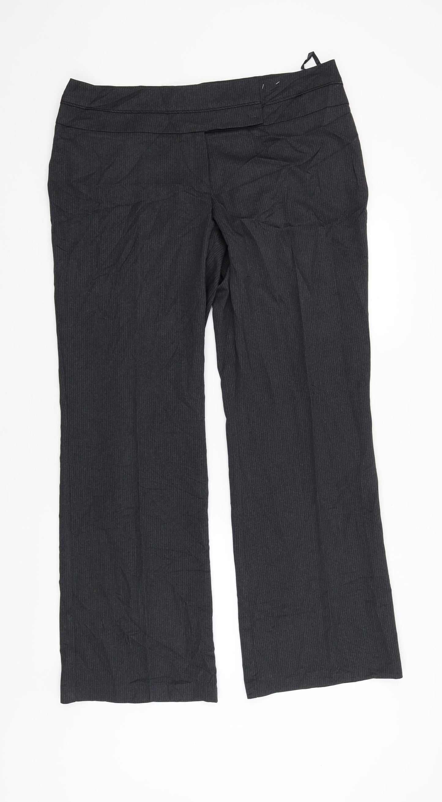 F&F Womens Grey Striped  Trouser Suit Suit Trousers Size 16 L31 in