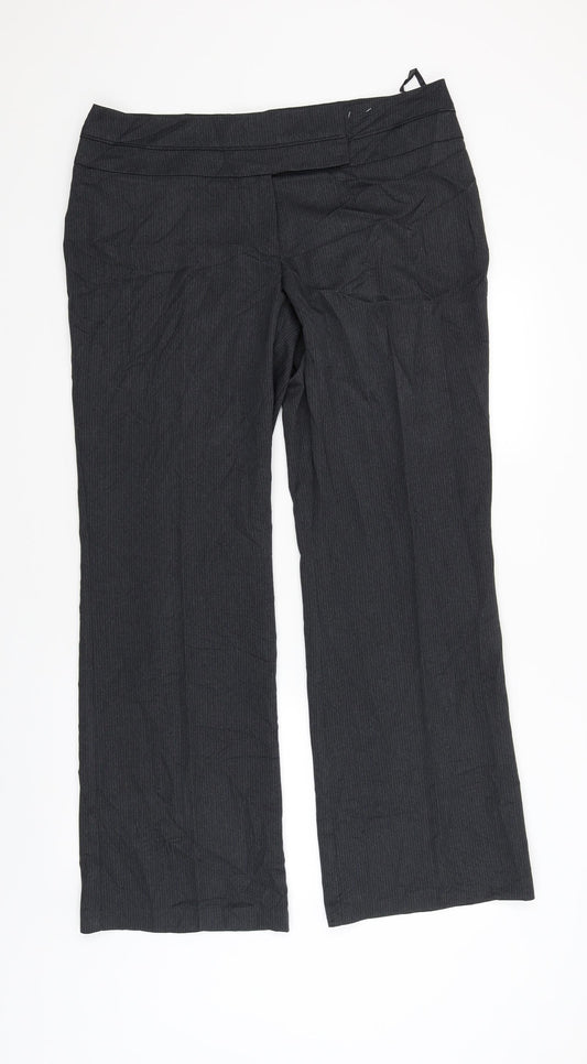 F&F Womens Grey Striped  Trouser Suit Suit Trousers Size 16 L31 in