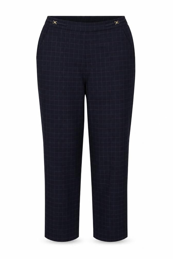 Marks & Spencer Womens Blue Check  Jegging Trousers Size 12 L26 in