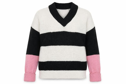 Marks & Spencer Womens White Striped Knit Pullover Jumper Size S