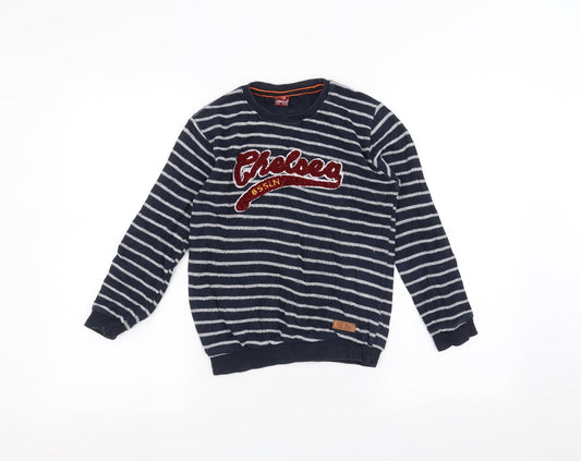 IFBA Boys Blue Striped  Pullover Jumper Size 12 Years