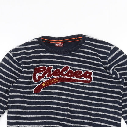 IFBA Boys Blue Striped  Pullover Jumper Size 12 Years