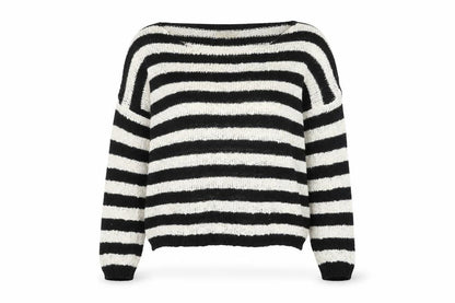 Pullover Womens White Striped  Pullover Jumper Size M