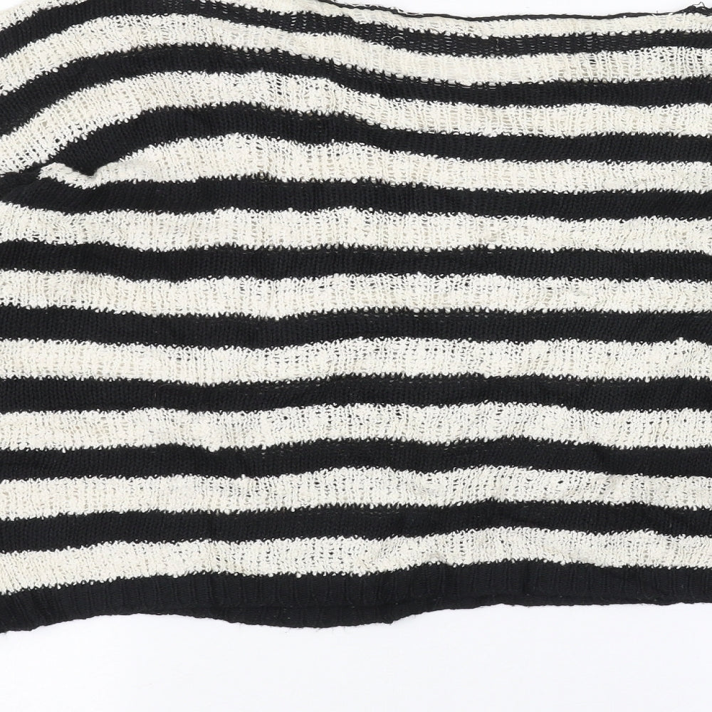 Pullover Womens White Striped  Pullover Jumper Size M