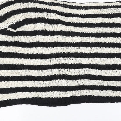 Pullover Womens White Striped  Pullover Jumper Size M