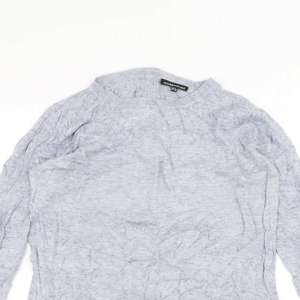 Womens UK Size 8 Warehouse Blue Basic T-Shirt
