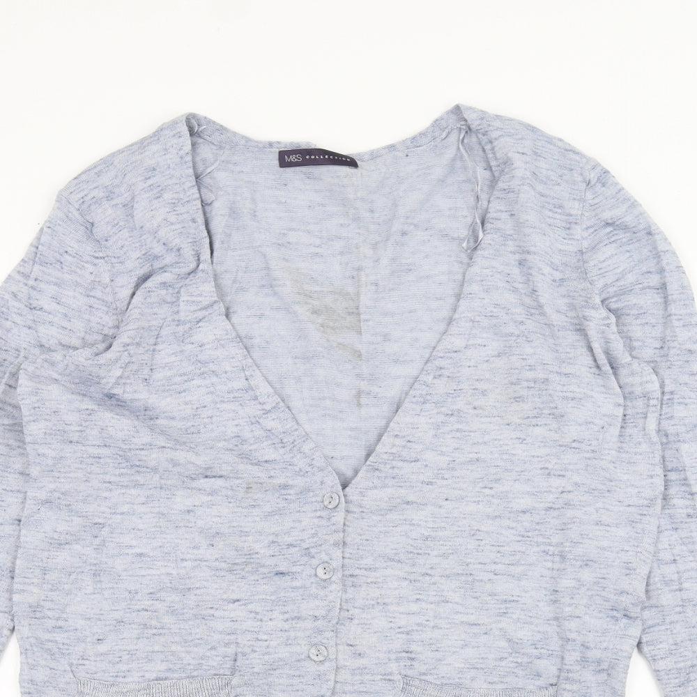 Womens UK Size 10 Marks and Spencer Blue Cardigan Jumper