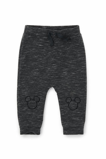 Front view of Disney boys’ black sweatpants, size 6-9, months