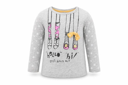 Front view of Next girls’ grey jumper, size 9-12, months