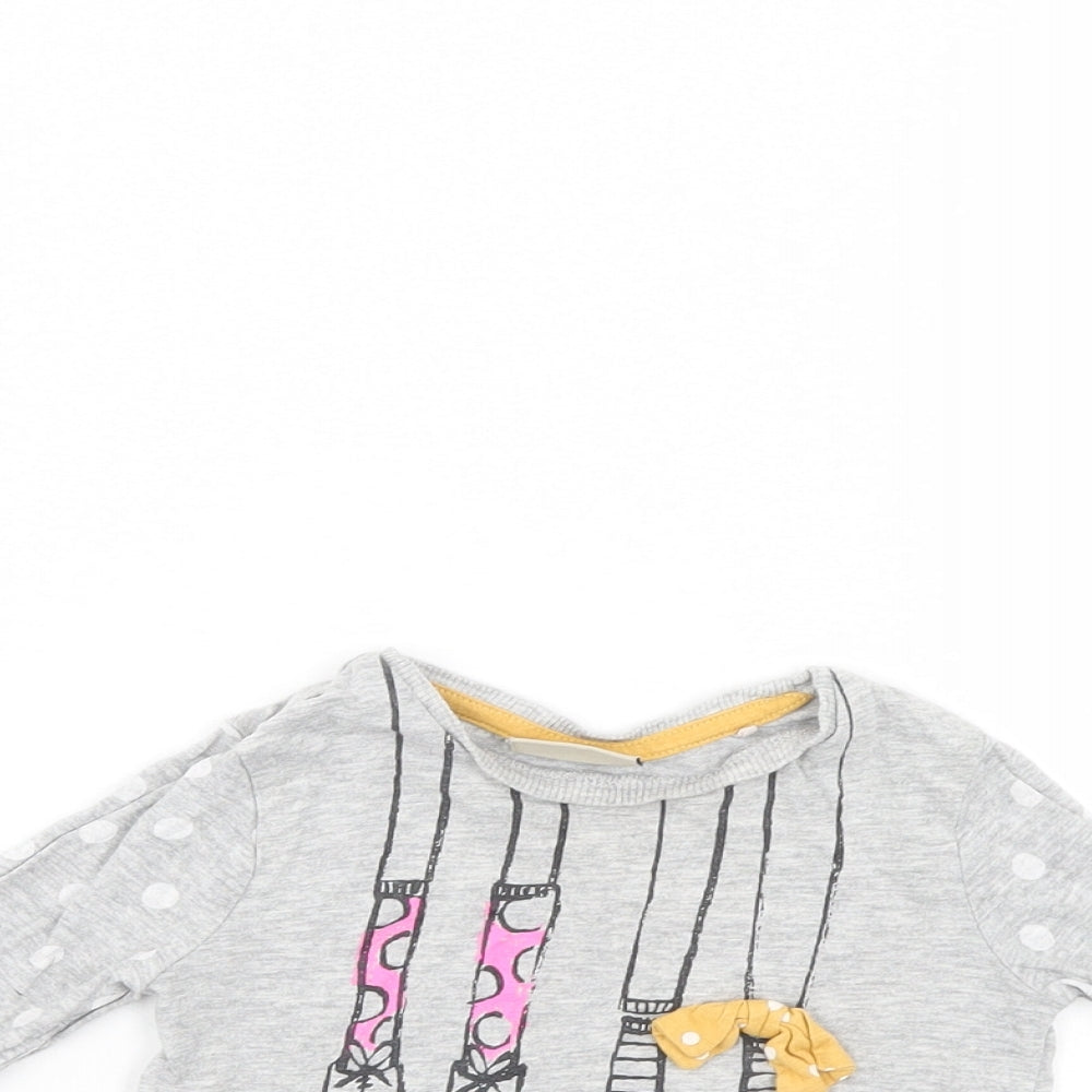 Close-up detail of Next girls’ grey jumper, size 9-12, months