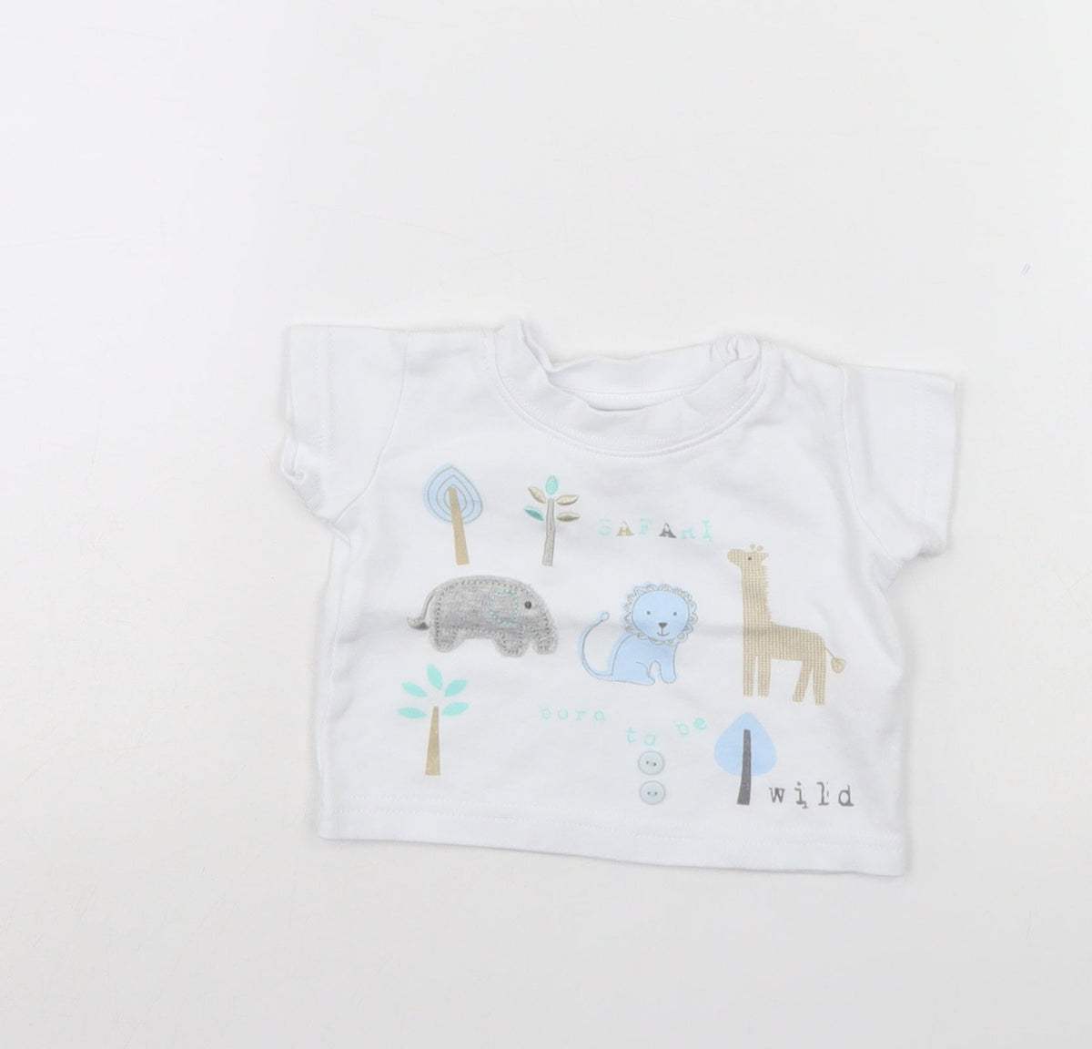 Front view of Early Days Baby White Basic T-Shirt, size 0-3, Months