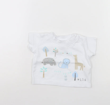 Front view of Early Days Baby White Basic T-Shirt, size 0-3, Months