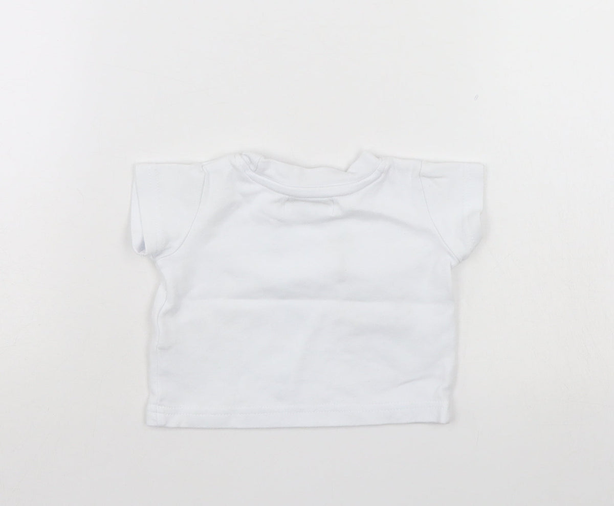 Back view of Early Days Baby White Basic T-Shirt, size 0-3, Months