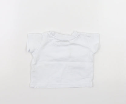 Back view of Early Days Baby White Basic T-Shirt, size 0-3, Months