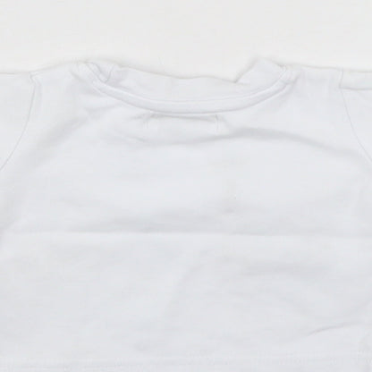 Brand and care label for Early Days Baby White Basic T-Shirt, size 0-3, Months