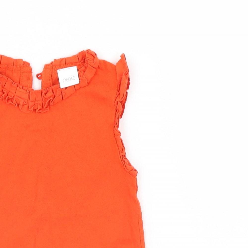 Close-up detail of Next girls’ orange basic t-shirt, size 12-18, months
