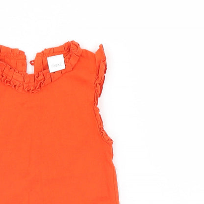 Close-up detail of Next girls’ orange basic t-shirt, size 12-18, months