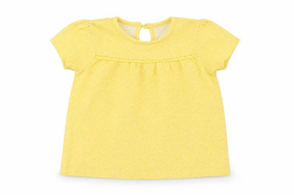 Front view of George girls’ yellow polka dot basic casual, size 9-12, months