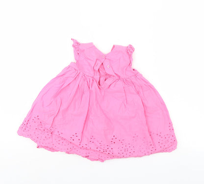 Mothercare Girls Pink Floral  A-Line  Size 9-12 Months
