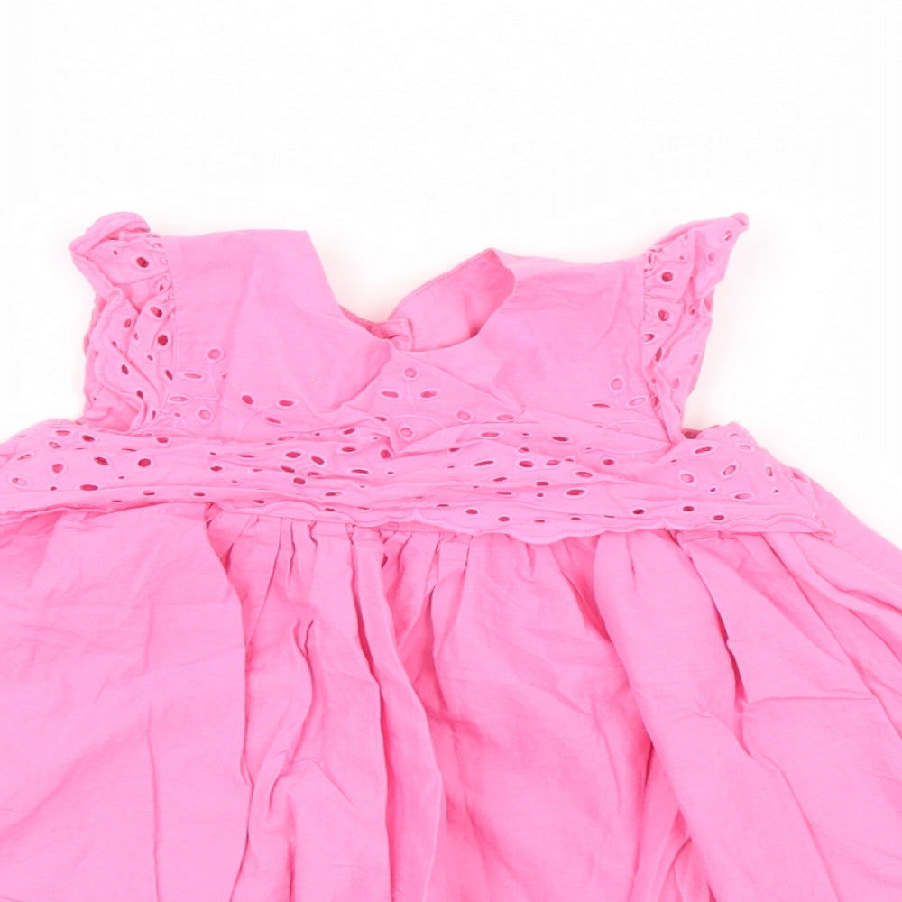 Mothercare Girls Pink Floral  A-Line  Size 9-12 Months