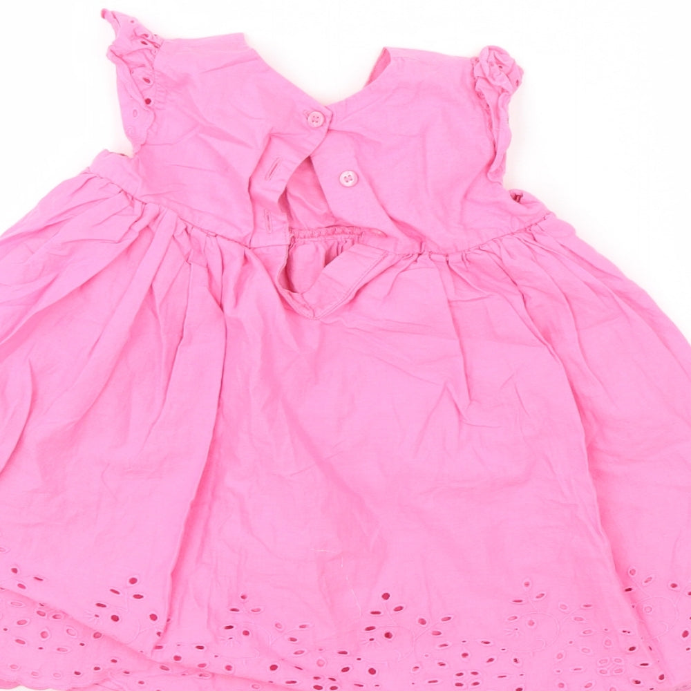 Mothercare Girls Pink Floral  A-Line  Size 9-12 Months