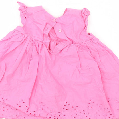 Mothercare Girls Pink Floral  A-Line  Size 9-12 Months