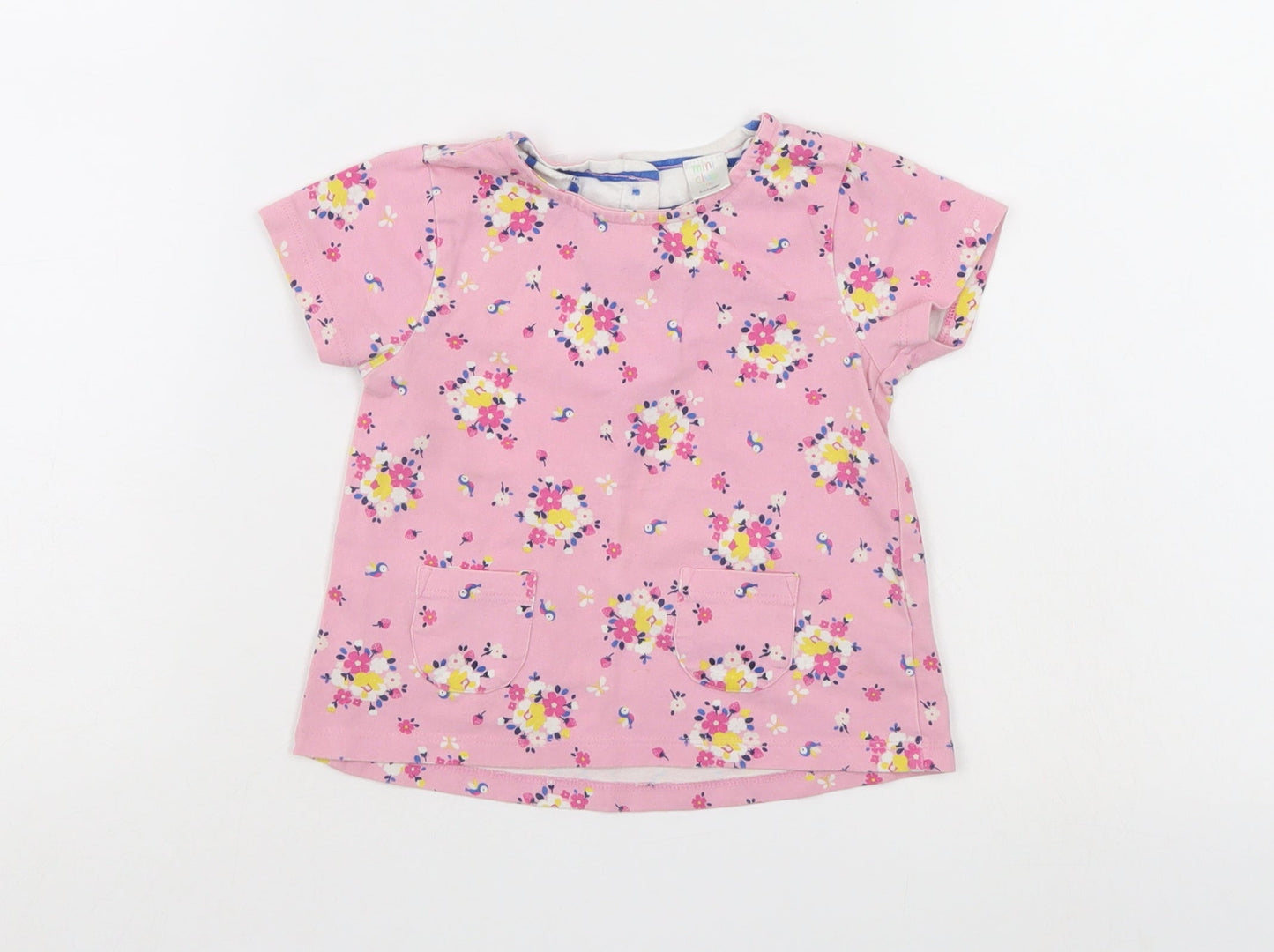 Mini Club Girls Pink Floral  Pinafore/Dungaree Dress  Size 9-12 Months