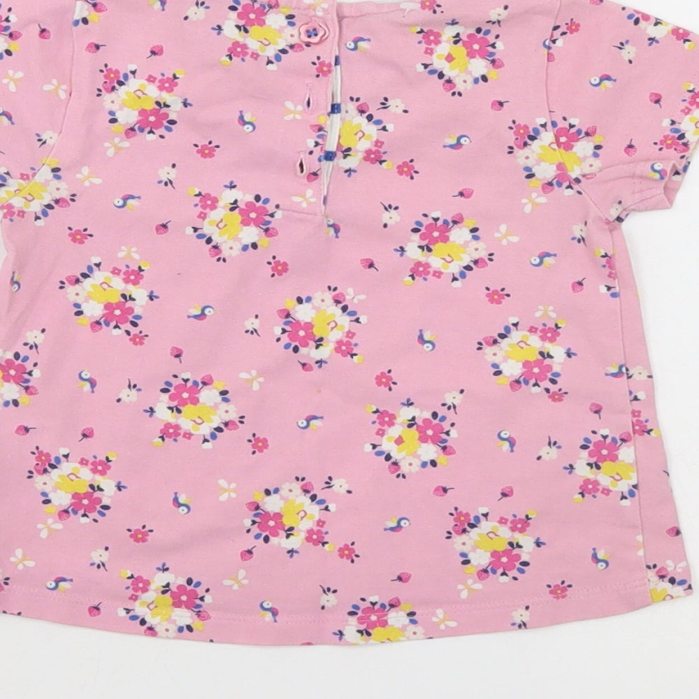 Mini Club Girls Pink Floral  Pinafore/Dungaree Dress  Size 9-12 Months