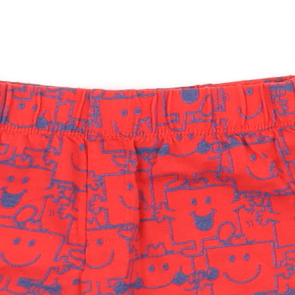 Close-up detail of Mr Men Red Cropped Trousers, size 6-9, Months