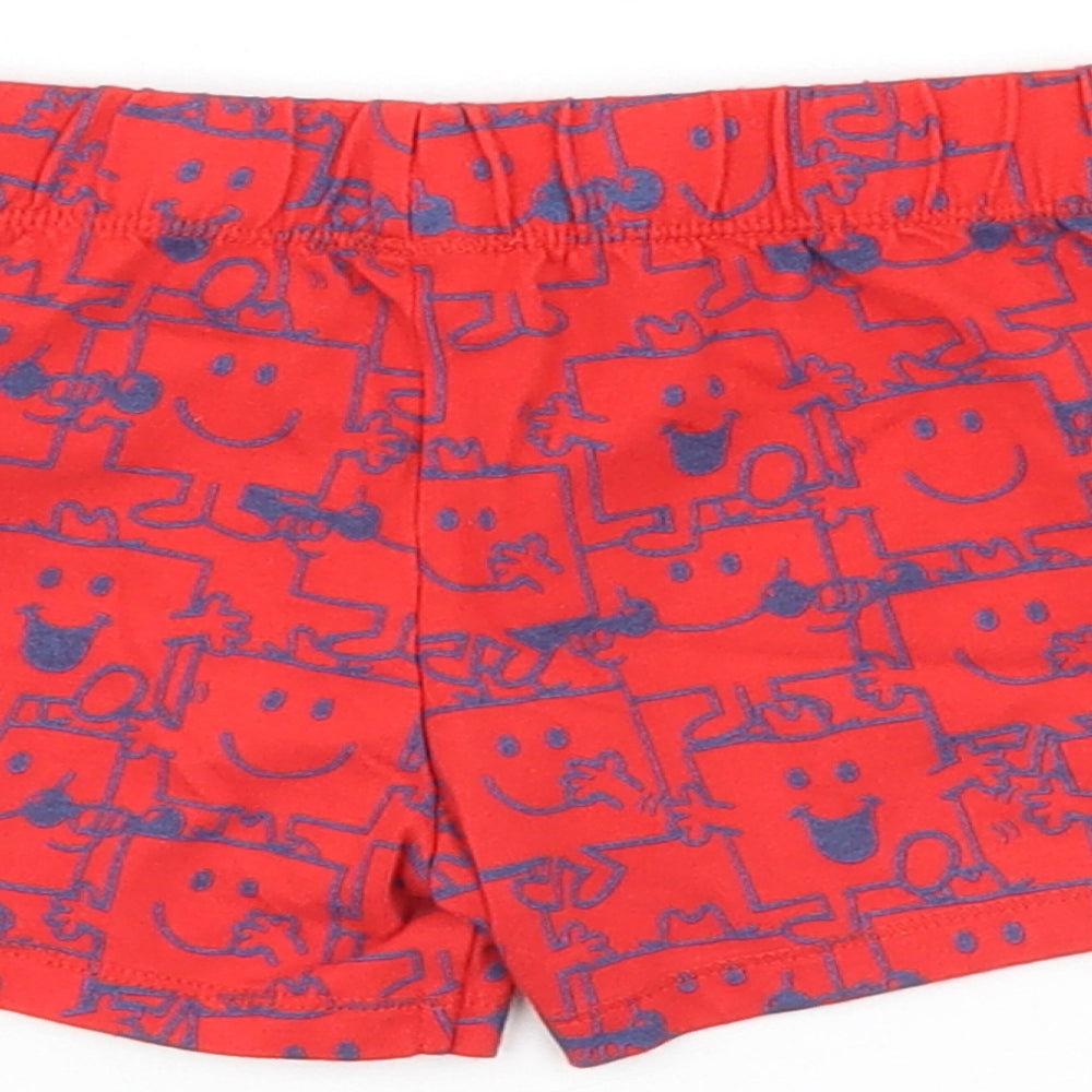 Brand and care label for Mr Men Red Cropped Trousers, size 6-9, Months