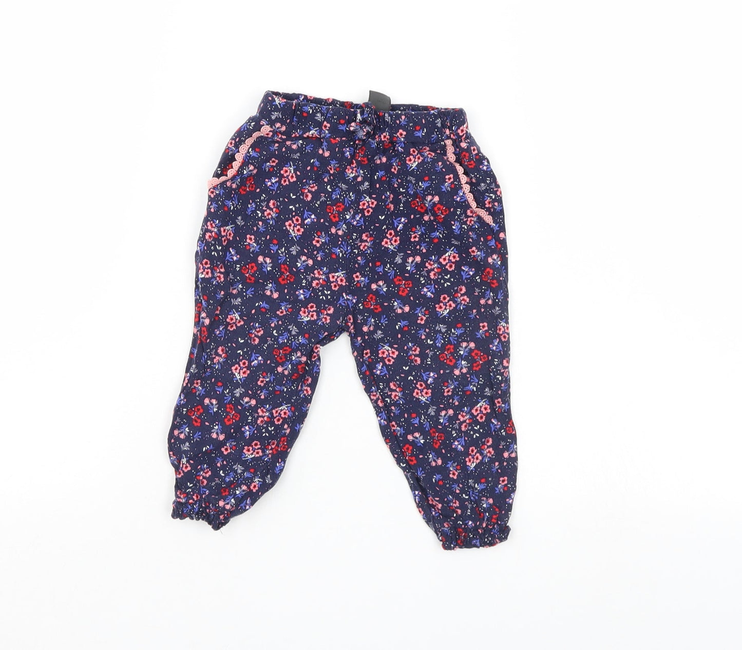 Primark Girls Blue Floral  Pedal Pusher Trousers Size 9-12 Months