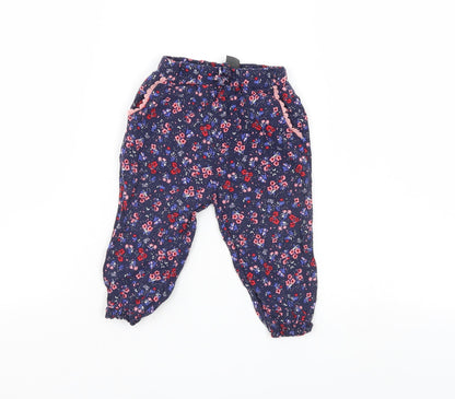 Primark Girls Blue Floral  Pedal Pusher Trousers Size 9-12 Months