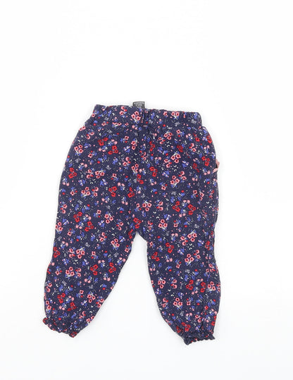 Primark Girls Blue Floral  Pedal Pusher Trousers Size 9-12 Months