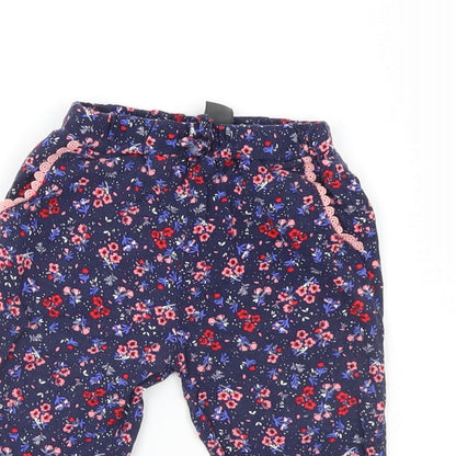 Primark Girls Blue Floral  Pedal Pusher Trousers Size 9-12 Months