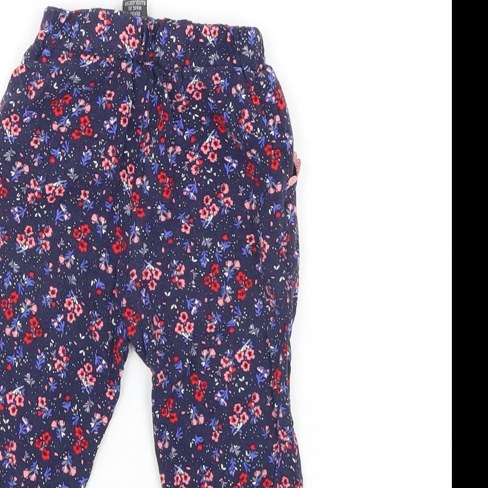 Primark Girls Blue Floral  Pedal Pusher Trousers Size 9-12 Months