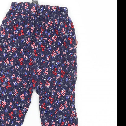 Primark Girls Blue Floral  Pedal Pusher Trousers Size 9-12 Months