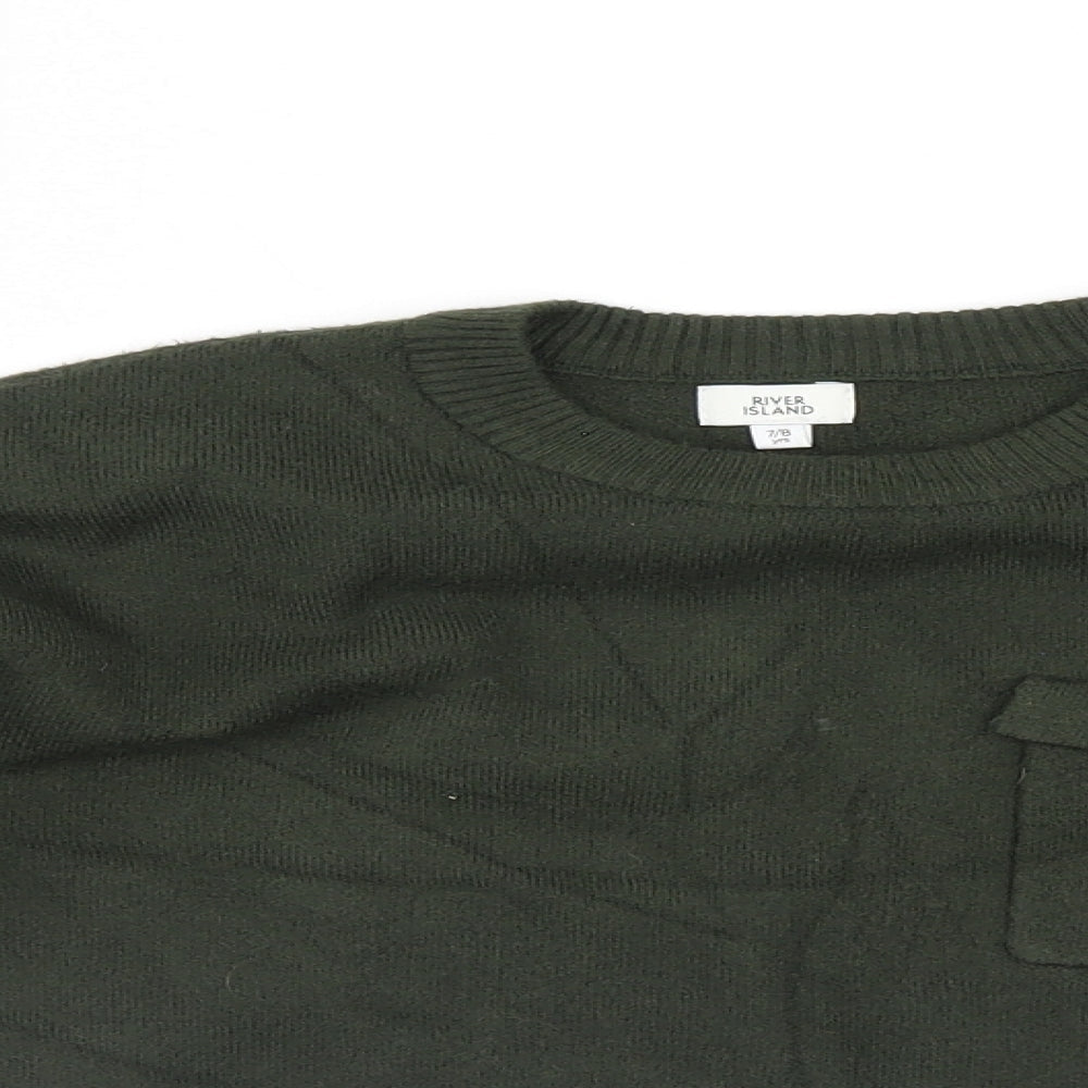 River Island Girls Green   Pullover Jumper Size 7-8 Years  - cropped