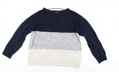 VERO MODA Mens Blue Striped  Pullover Jumper Size L