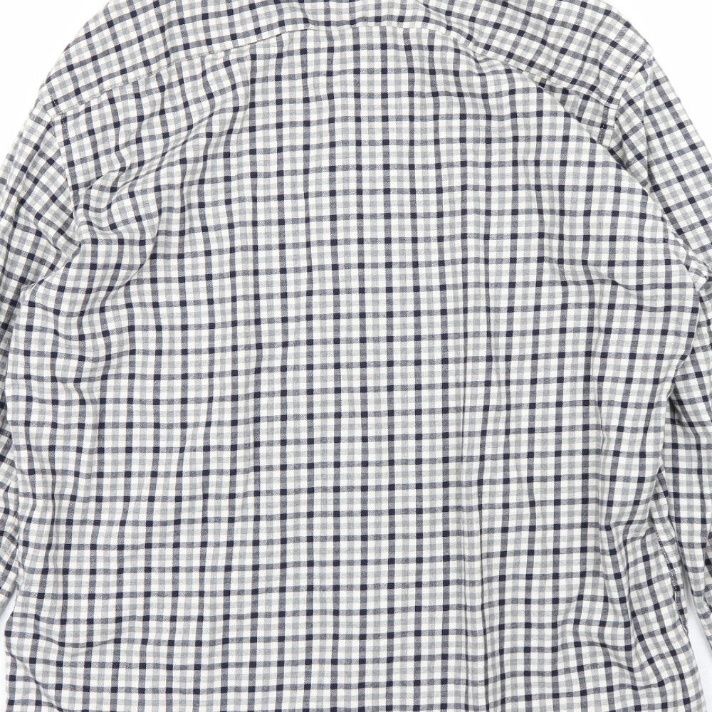 blue ha`` Womens Grey Check  Basic Button-Up Size M