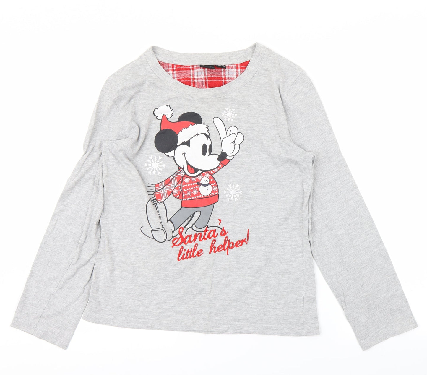Primark Womens Grey   Babydoll Pyjama Top Size 10  - Minnie Mouse Christmas
