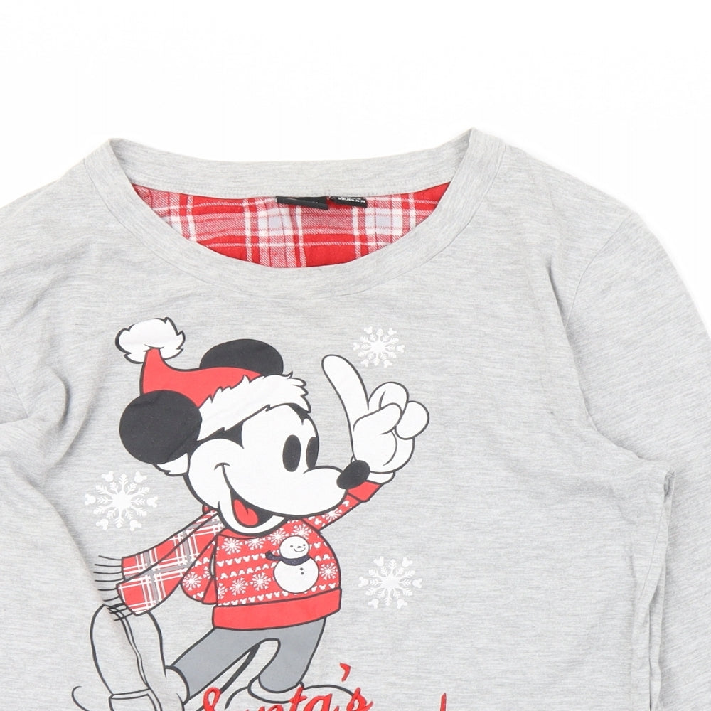 Primark Womens Grey   Babydoll Pyjama Top Size 10  - Minnie Mouse Christmas